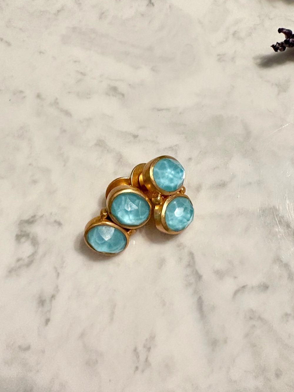 Julie Vos Gold-Plated Aquamarine-Blue Earrings - Picture 2 of 5